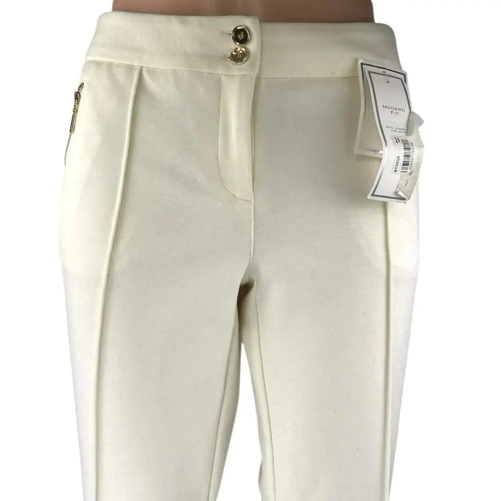 NEW Charter Club Women's White Mid Rise Straight Leg Trousers Dress Pants Size 6